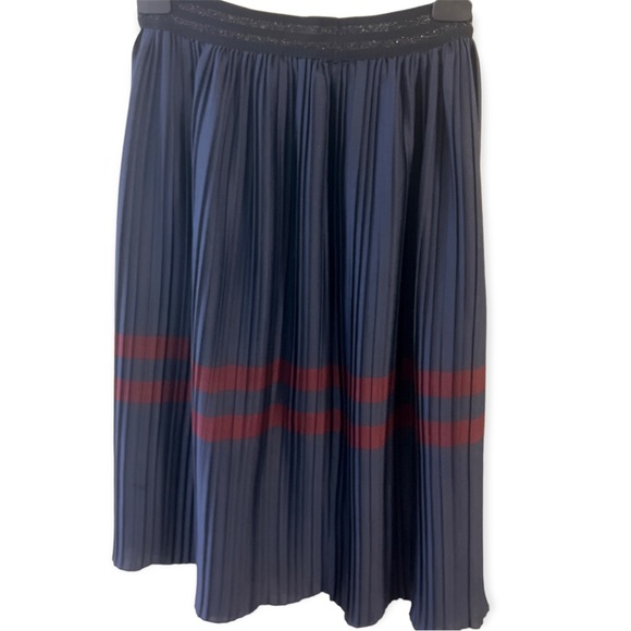 Zara Navy and Red Pleated Midi Skirt - Picture 5 of 6